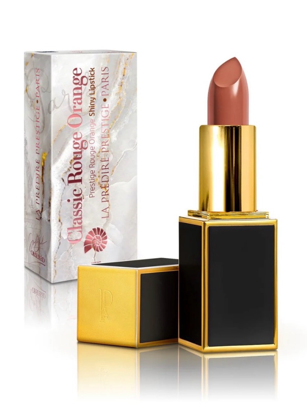 La Prestige Classic Rouge Orange Shiny Lipstick - Nude ~ Retail $180